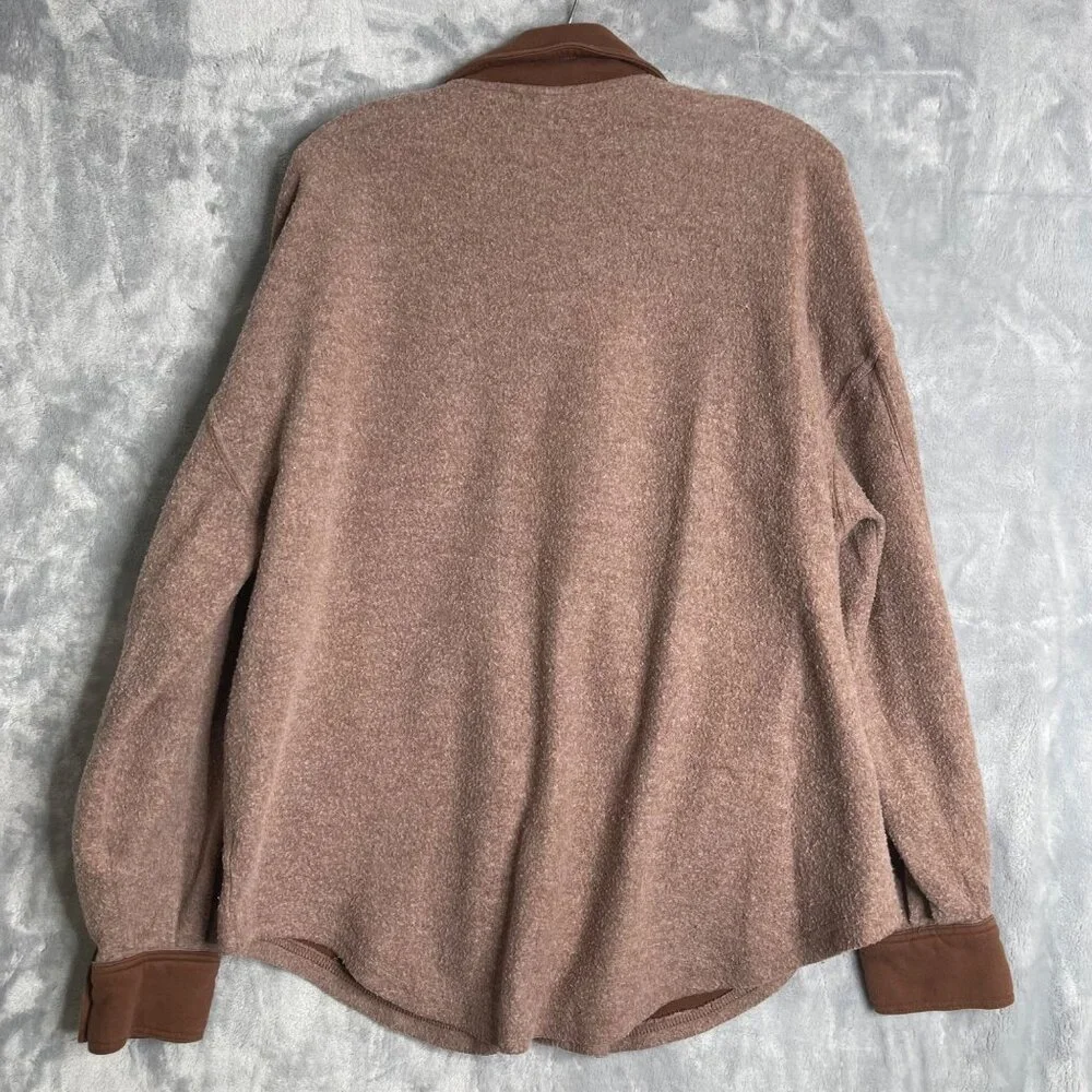 Pacsun Homecoming‎ Button Down Shacket Womens XS S Brown Oversized Fuzzy Jacket